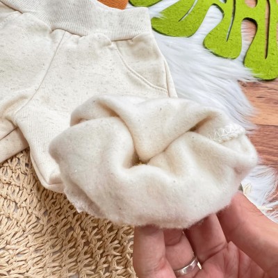 Conj. Casaco Canelado Cotele com Pelinho e Calça de Linho - Ferrugem